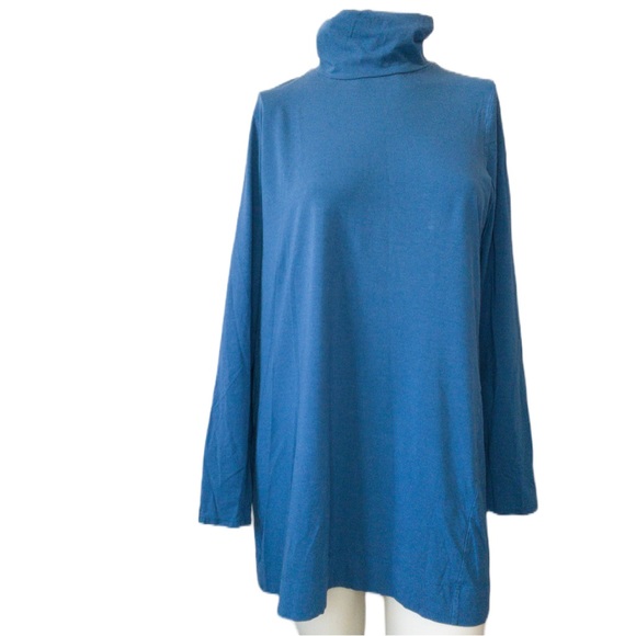 J. Jill Tops - J Jill Blue Turtleneck Supima Cotton Long Tunic Top Size Large Tall